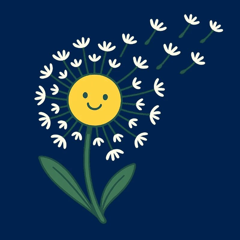 Lächelnde Sonne mit Blütenstrahlen