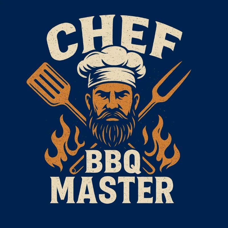 BBQ Master Chef Motif with Flames