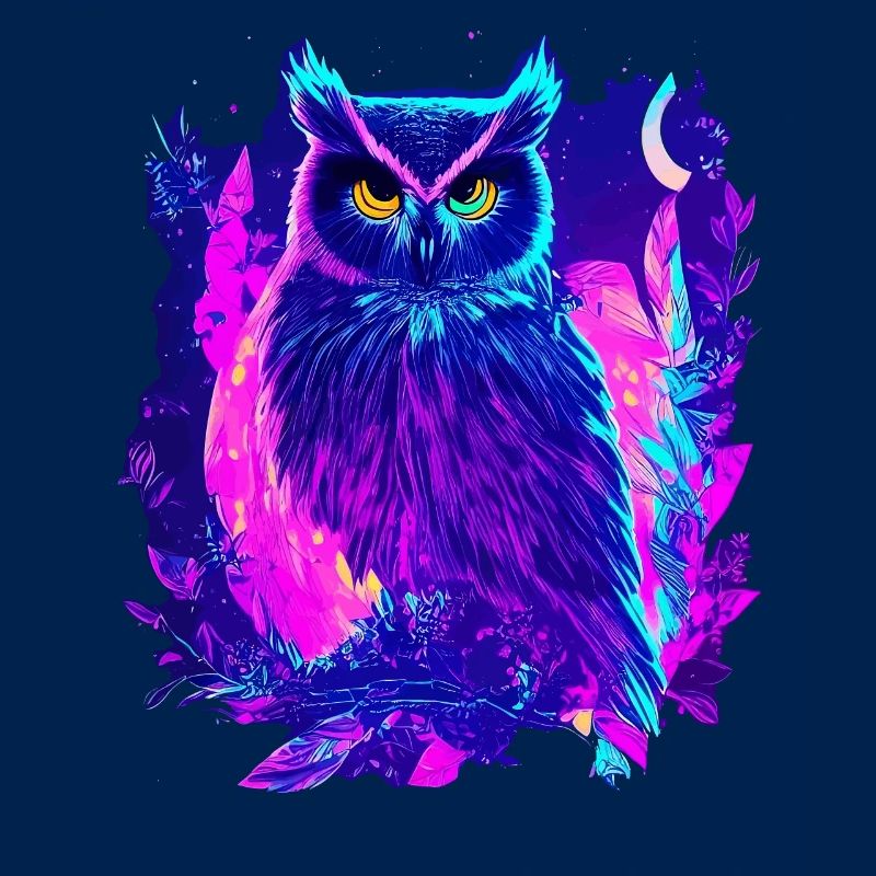 Neon leuchtende Eule Synthwave