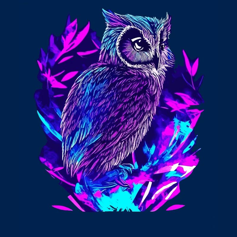 Neon Eule Psychedelische Eulen Kunst