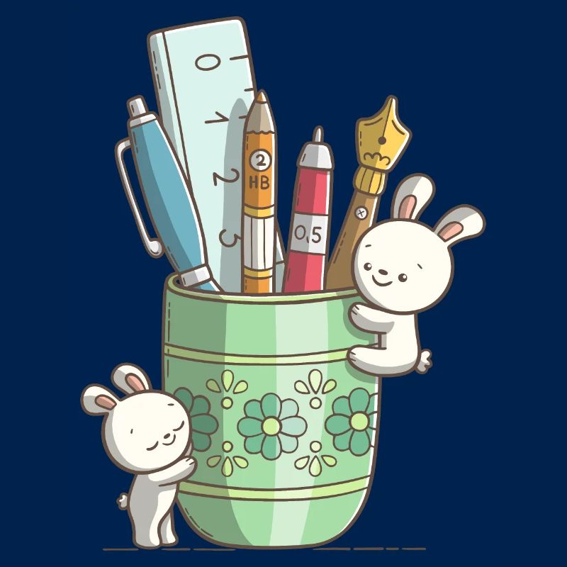 Deux lapins mignons devant un stylo