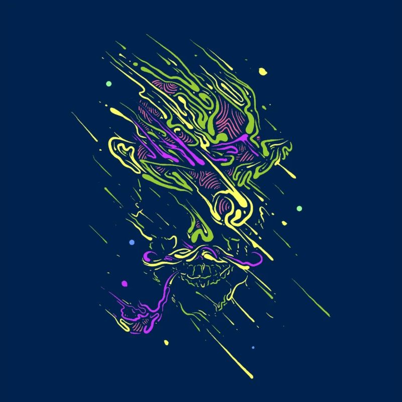 Glowing graffiti neon skull