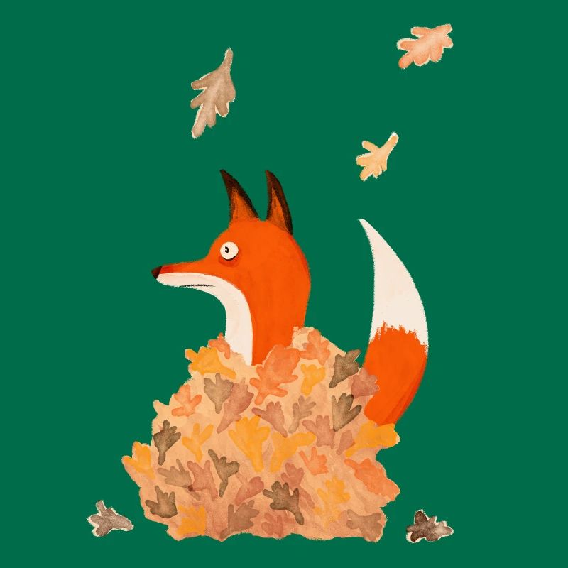 Fuchs mit Blättern