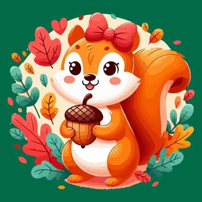 Süßes Eichhörnchen mit Eichel