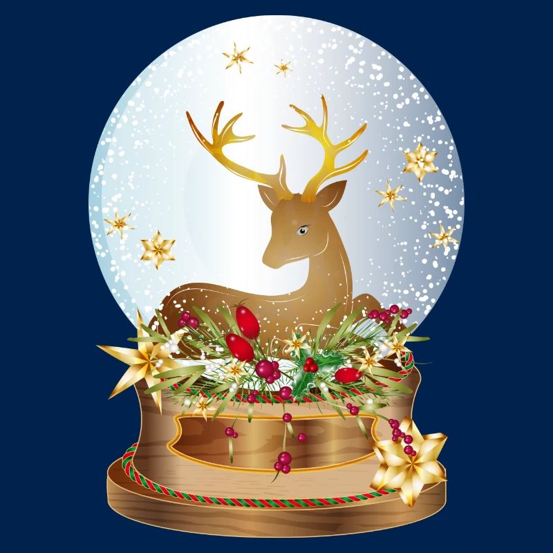 nostalgic snow globe with deer for Christmas