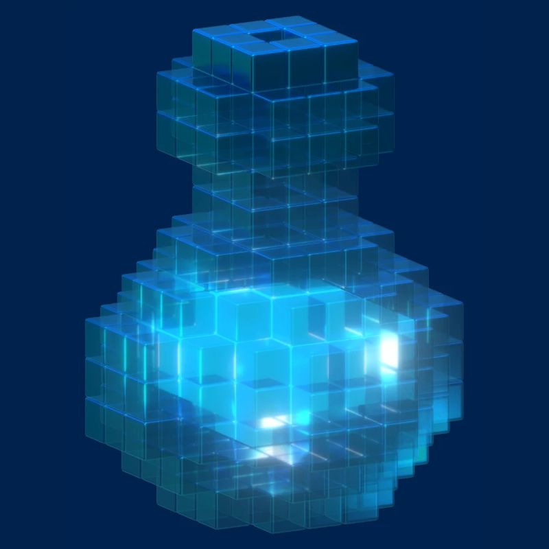 Witch Wizard Magic Potion Cube Bottle Ocean Blue