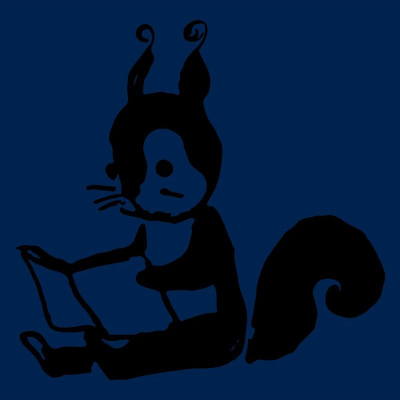 Eichhörnchen liest Buch Illustration Geschenk