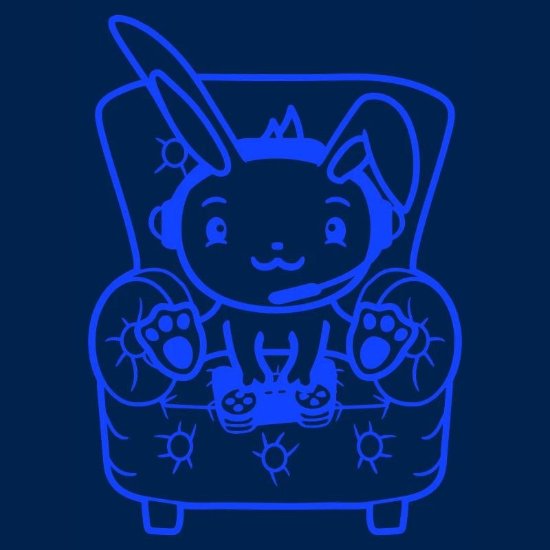 Bunny Playing Controller Console Headset Gamer Nerd