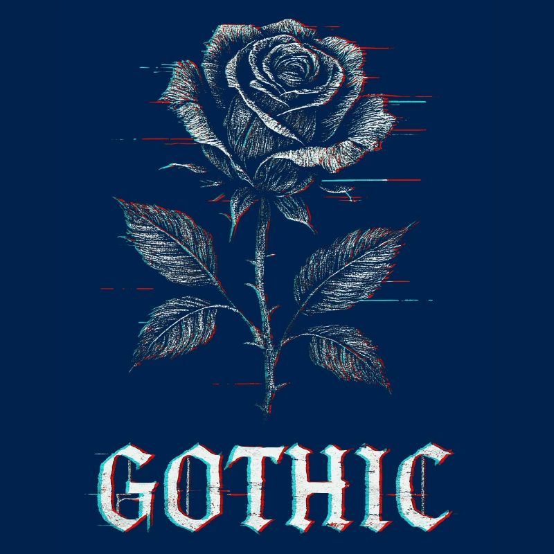 Gothic Rose with Glitch Effect