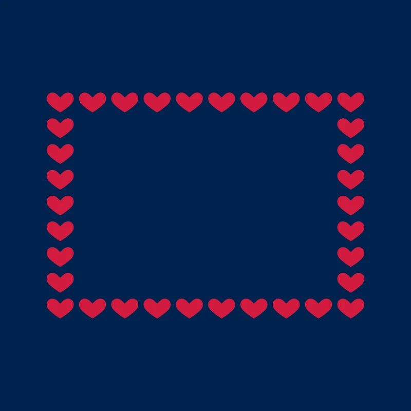 Rectangle frame box heart customizable red