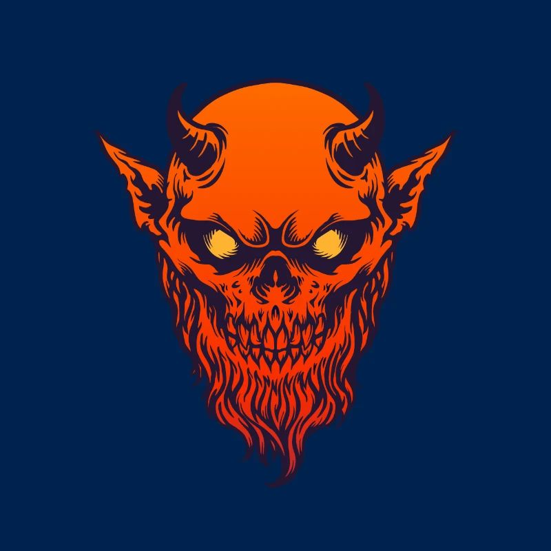 Devil Demon Rot mit Horn und Bart