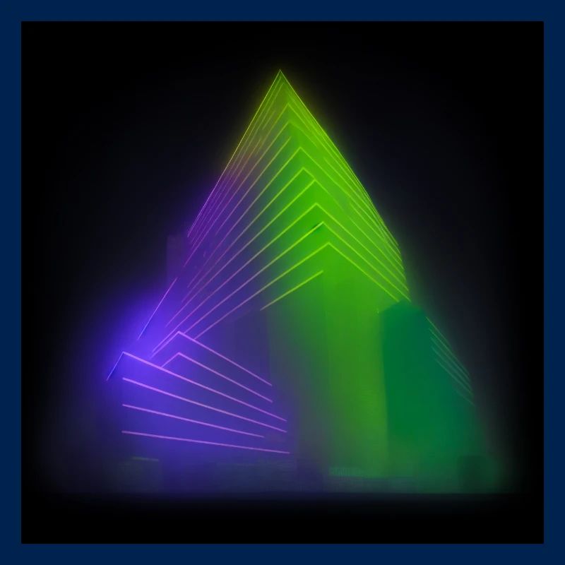 Abstract triangle architecture design neon lights