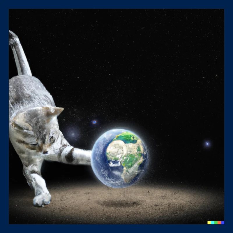 chat jouant avec la terre dans l’espace