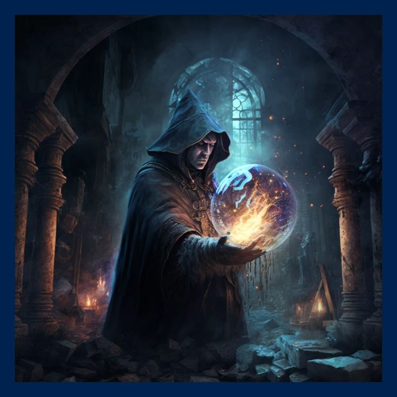 A powerful wizard casting a spell