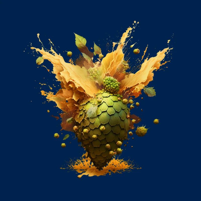 Hops explode and craft beer splashes