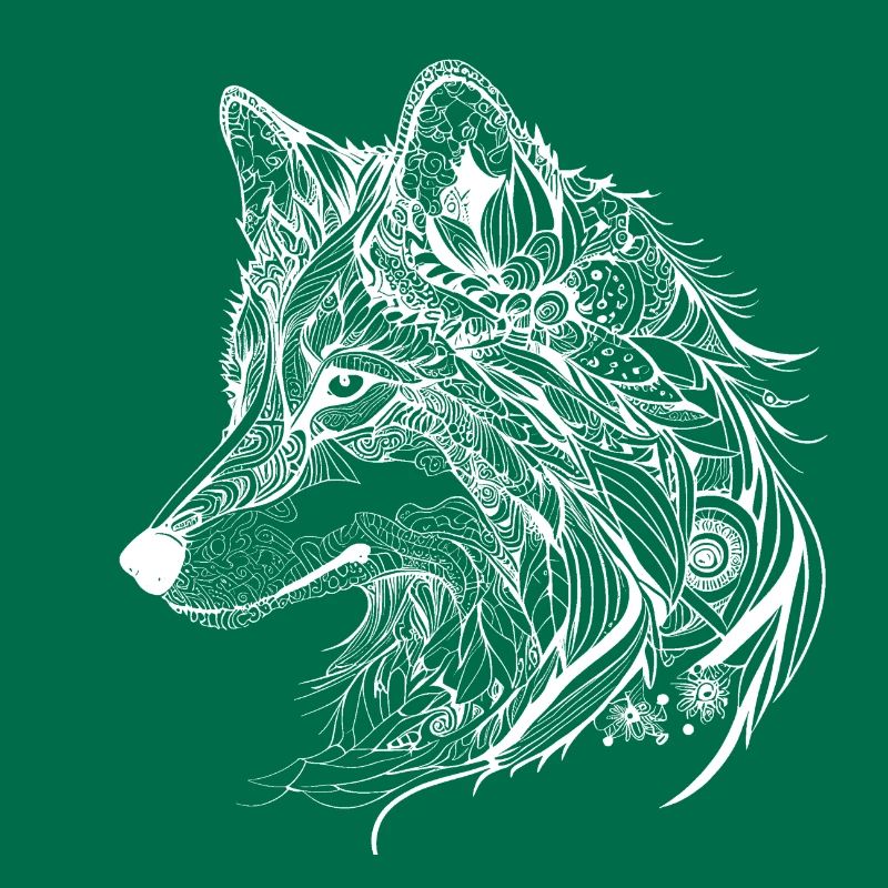 Mythical wolf with boho, Aztec pattern