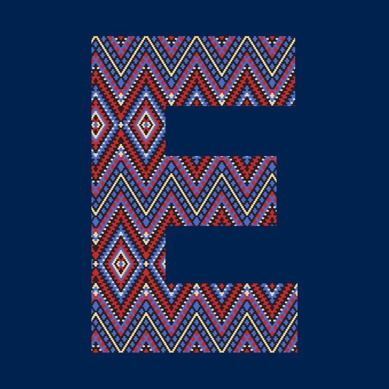 Monogramme Lettre E- design coloré boho