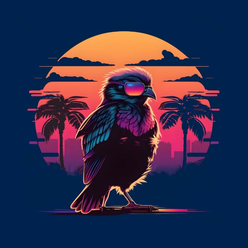 Synthwave bird sunset