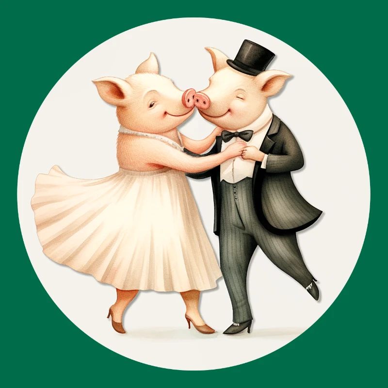 Two piggies dancing