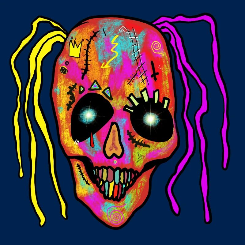 Neon Patchwork Schädel