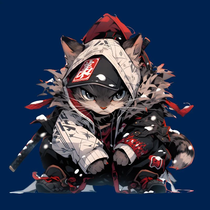 Chat samouraï mignon