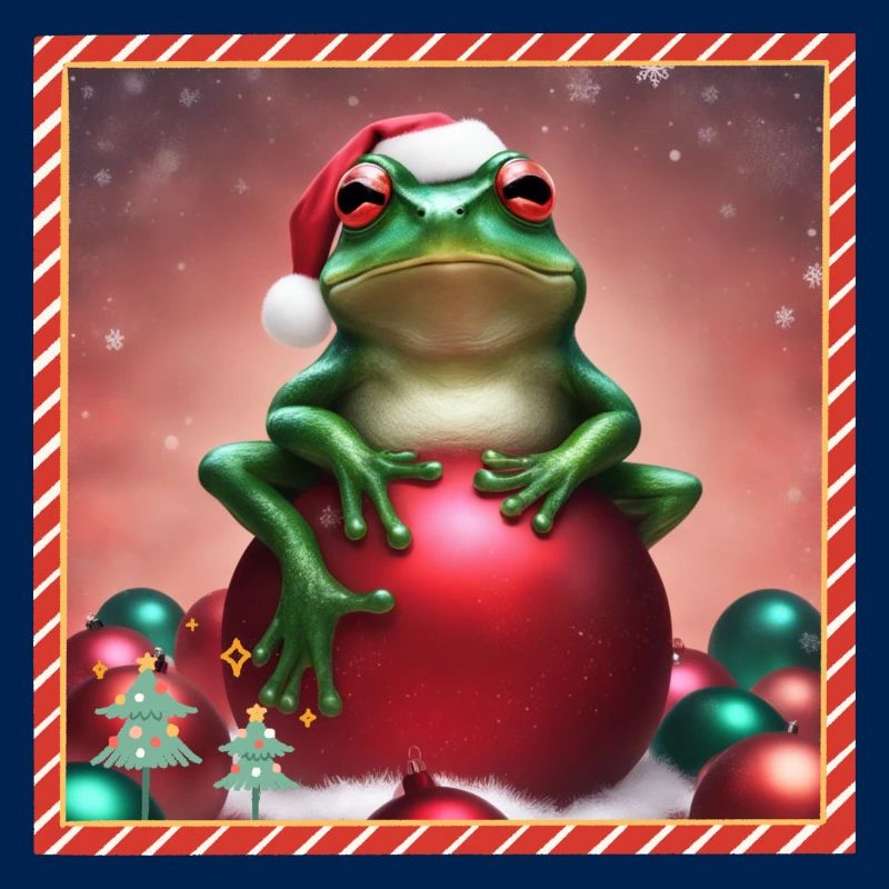 Frosch mit Weihnachtskugel 3