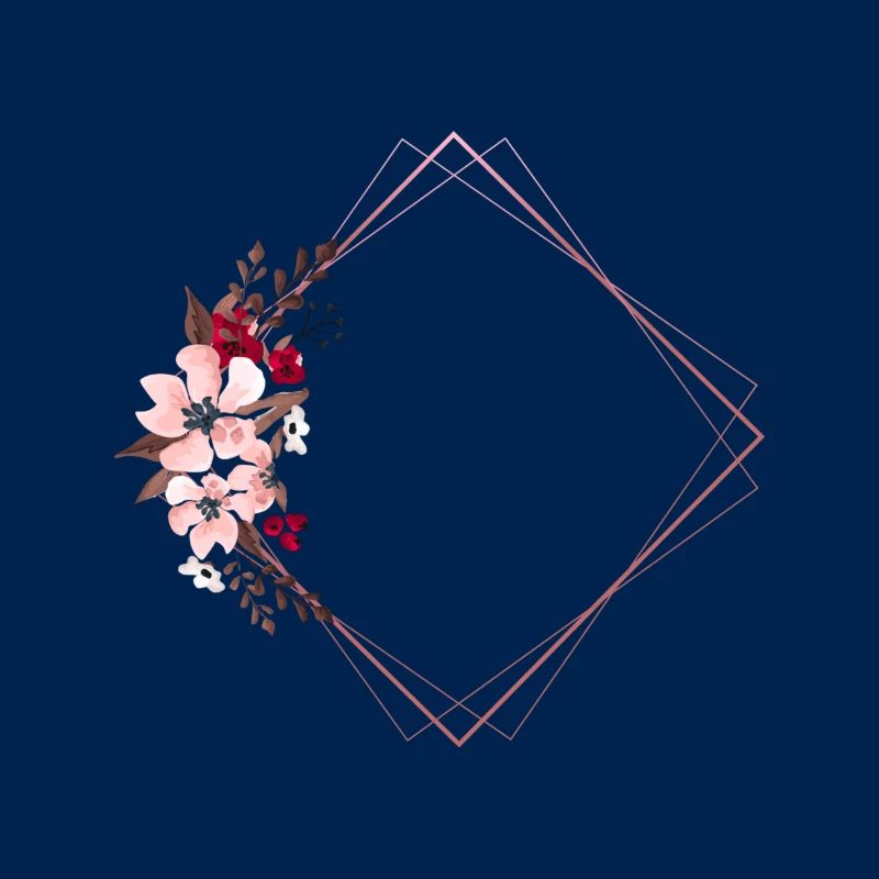 Flowers in Rectangular Frame / Pink Tones