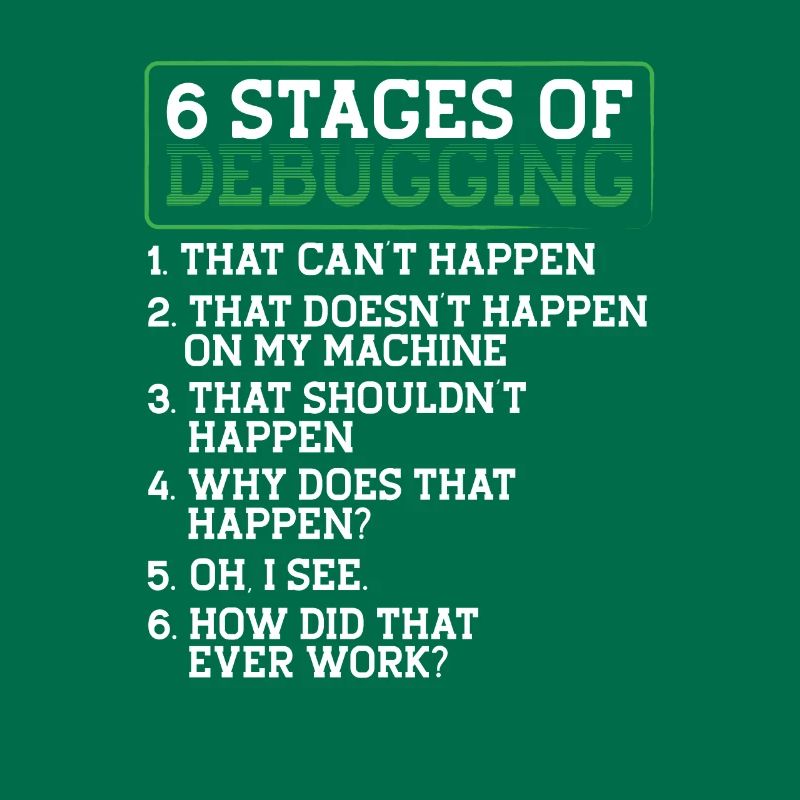 6 Debugging Stages Programmer Coding Programming