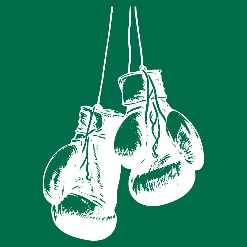 Conception de gants de boxe blancs suspendus. Conception de logo