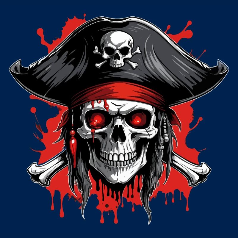 Piratenschädel mit Dreispitz und Blutspritzern