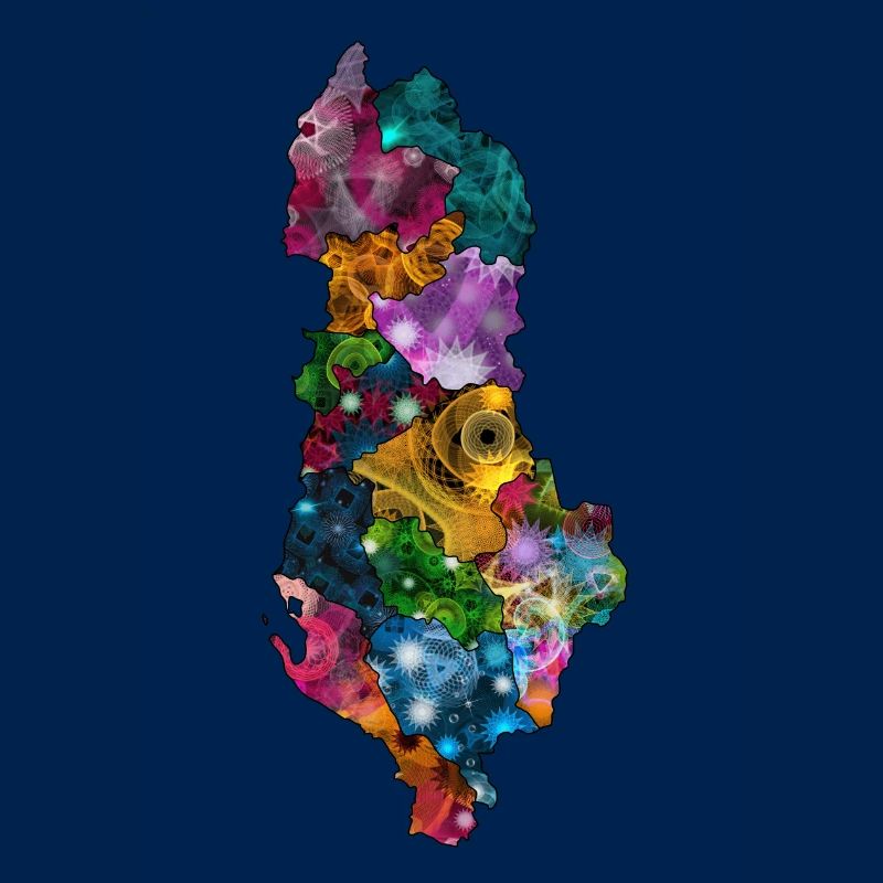 Spirograph Patterned Albania Counties Map