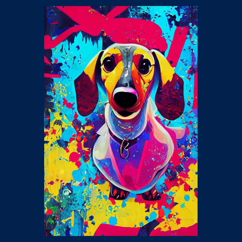 Impression pop art moderne | Teckel avec graffiti coloré