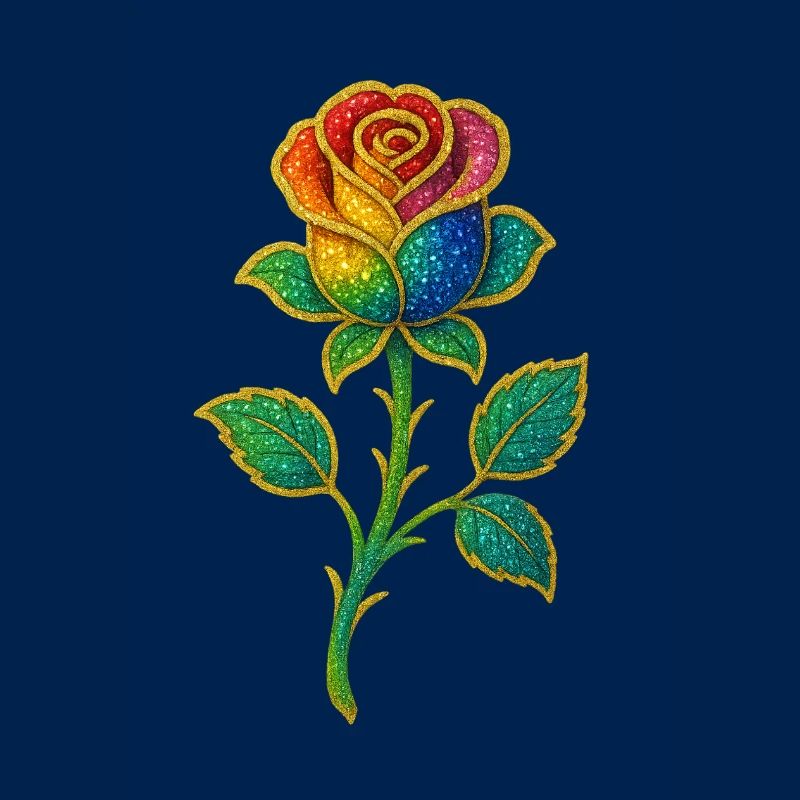 Regenbogen-Glitzer-Rosen-Design