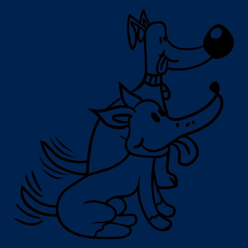 2 chiens équipe deux amis queue wiggle équipage