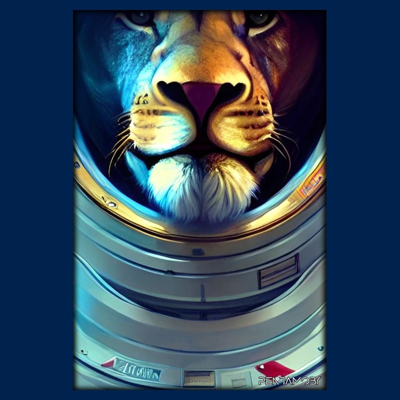 Leo Big Cat Astronaut Future Sci-Fi Technology