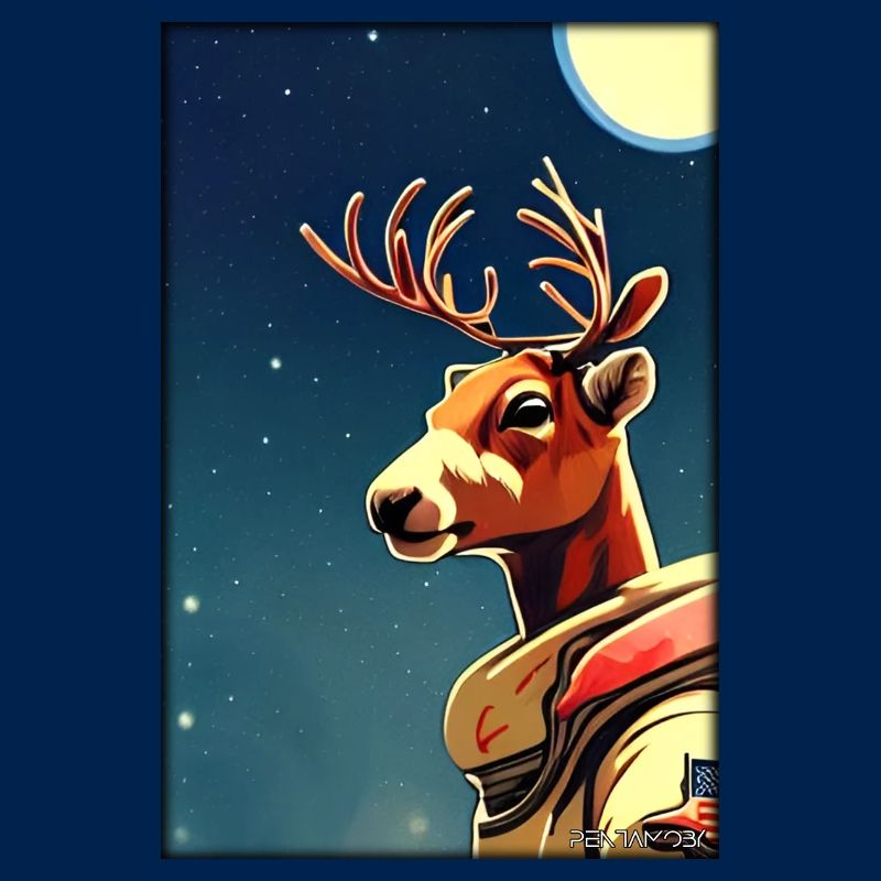 Reindeer Astronaut Future Sci-Fi Technology