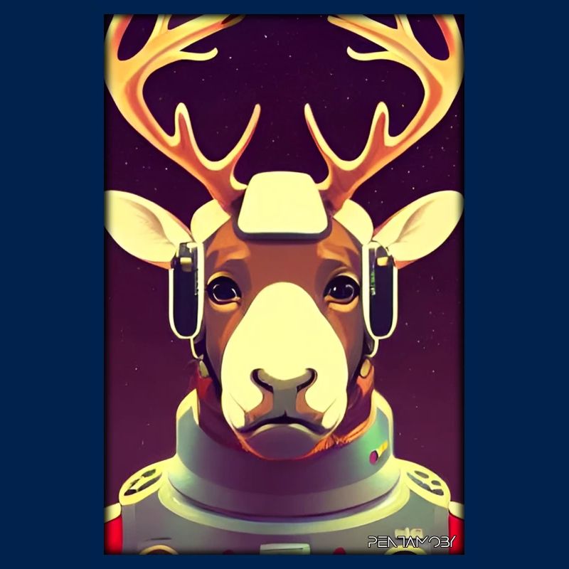 Reindeer Astronaut Future Sci-Fi Technology