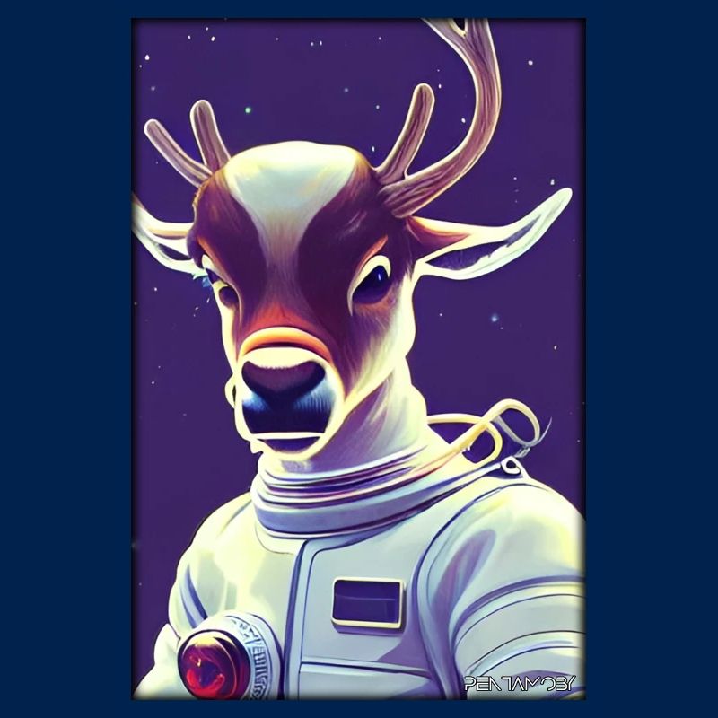 Reindeer Astronaut Future Sci-Fi Technology