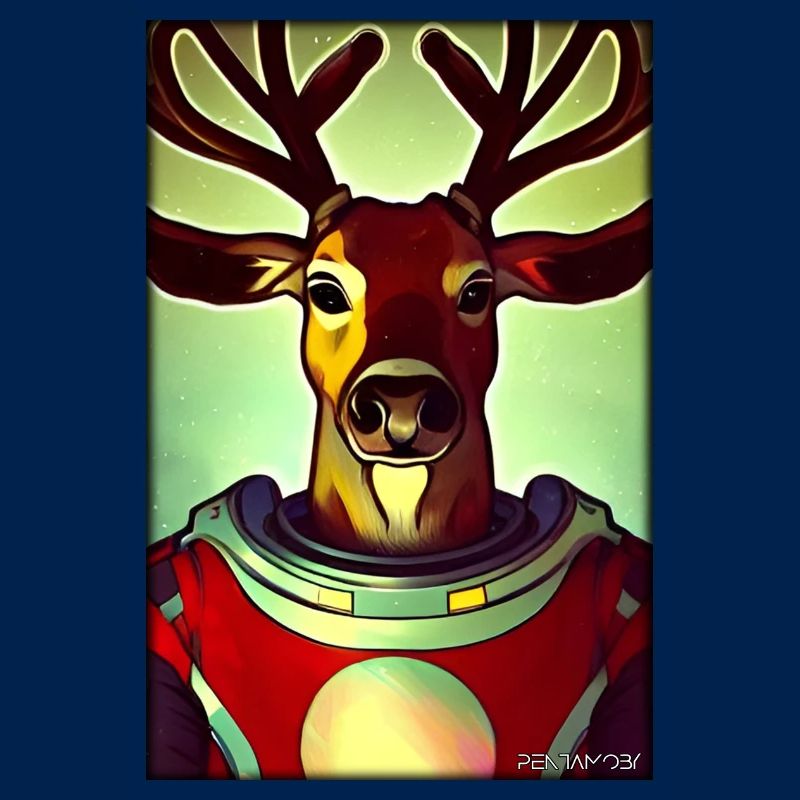 Reindeer Astronaut Future Sci-Fi Technology