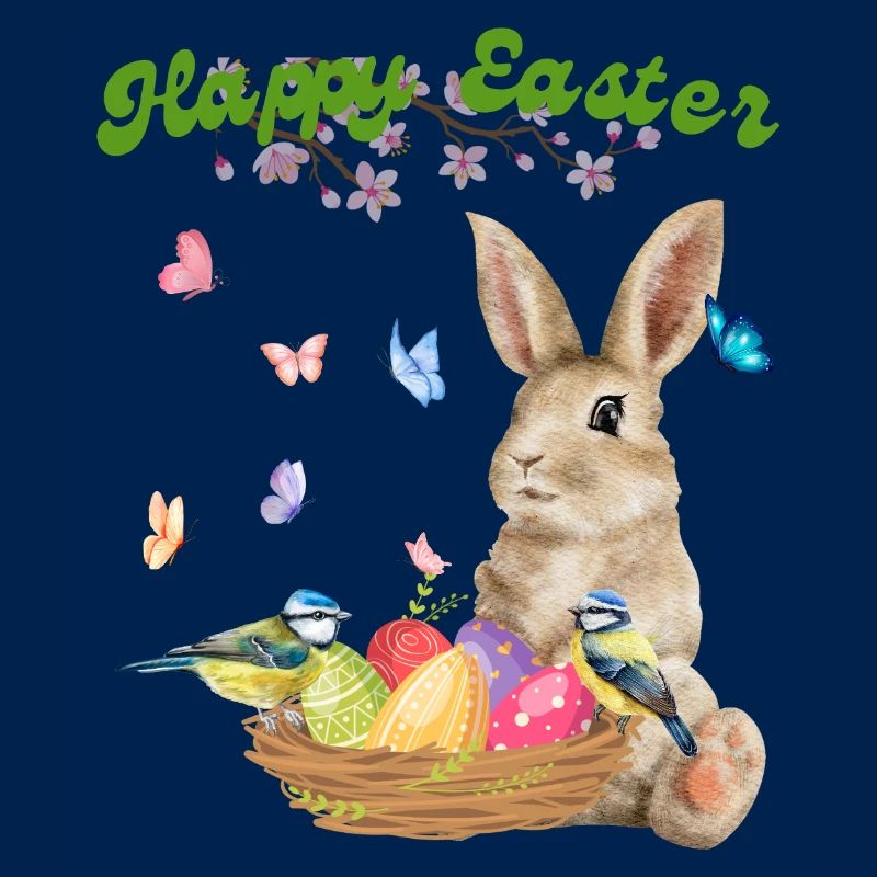 Happy Easter - Bunny with Easter Basket