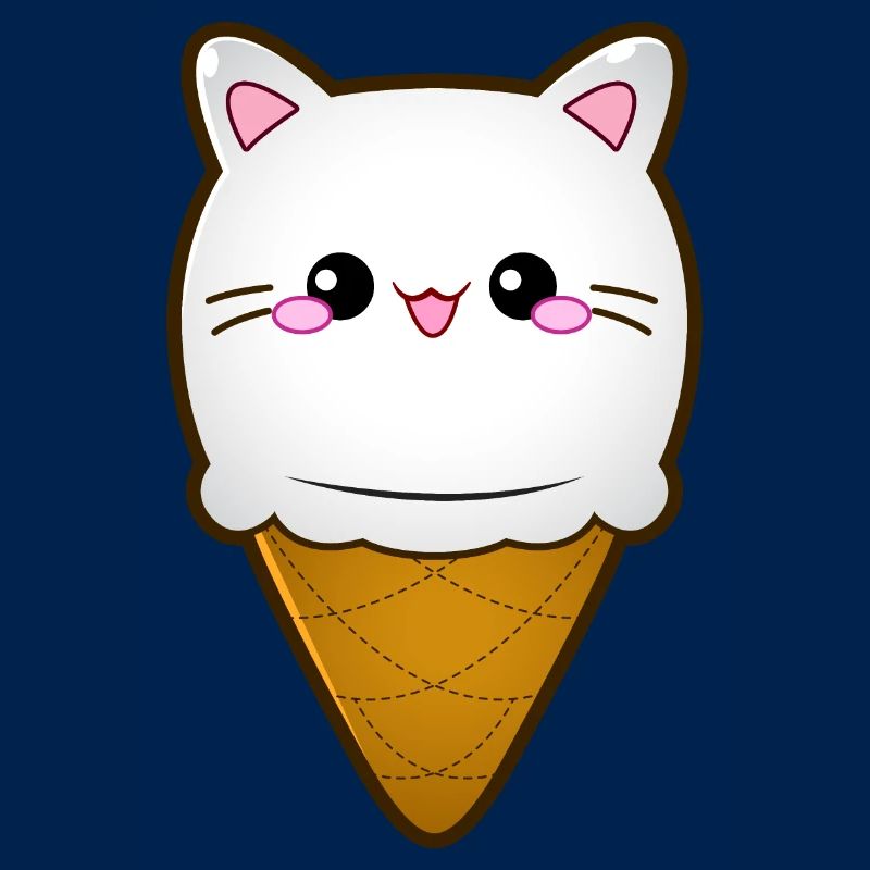 Ice Cream Cat Eiscreme Eis Katze Vanille Eiskugel