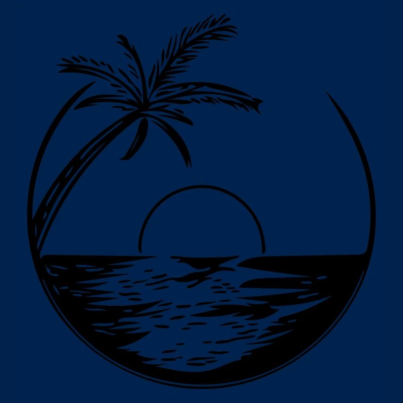 Sunset with palm tree - Vector Style