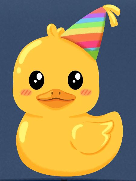 Regenbogen-Gummiente mit Partyhut