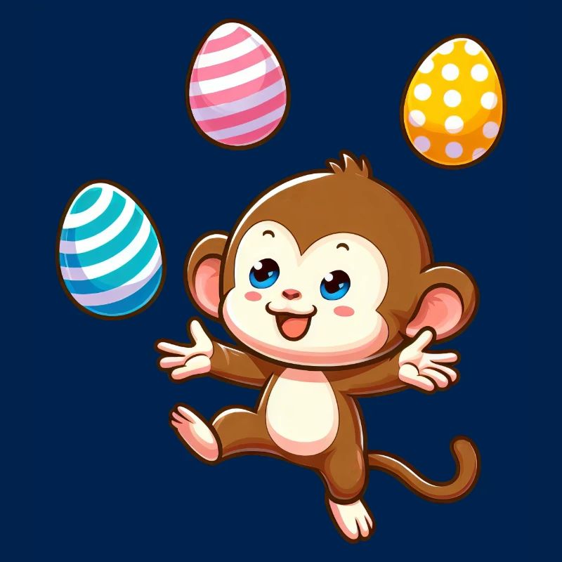 Easter Monkey Easter Egg Juggler Artist Design