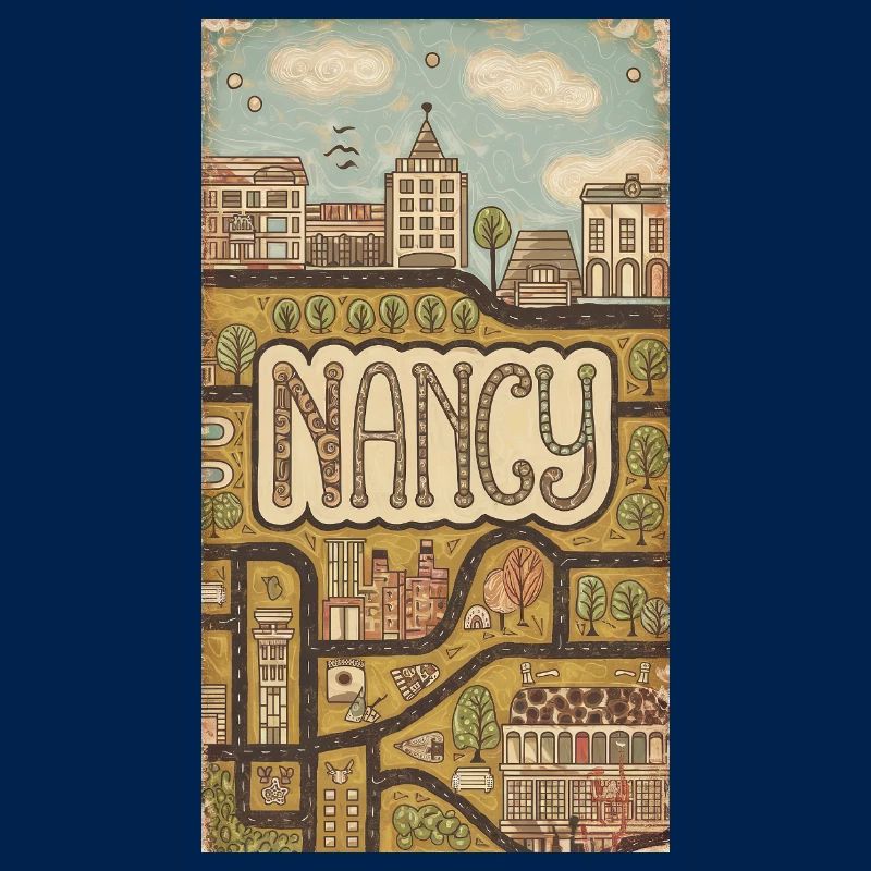 Nancy Cityscape Retro Map Typography