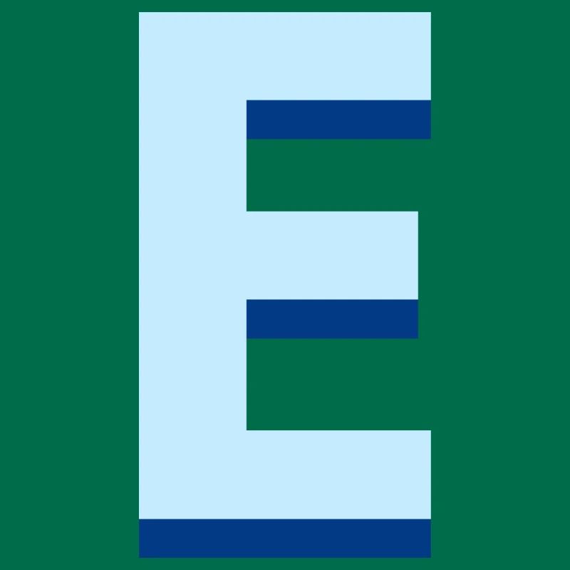 Pop und moderner blauer Buchstabe e