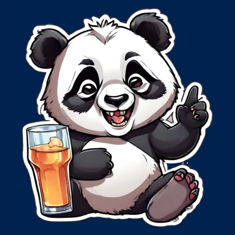 Panda exubérant avec boisson