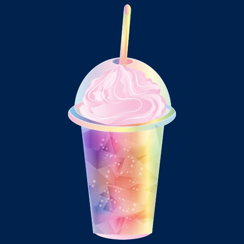 Pastel-coloured milkshake with cream topping
