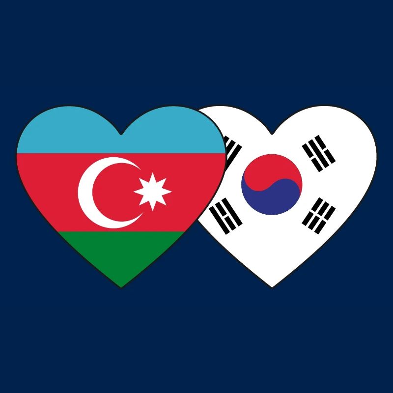 Azerbaïdjan Corée du Sud drapeau