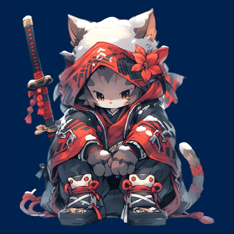 Chat samouraï mignon